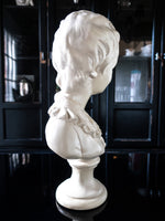 Vintage French Bust Houdon Sculpture Boy Tall 16.5" Neoclassical
