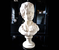 Vintage French Bust Houdon Sculpture Boy Tall 16.5" Neoclassical