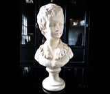 Vintage French Bust Houdon Sculpture Boy Tall 16.5" Neoclassical
