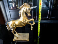 Vintage XL Solid Brass Unicorn Sculpture Statue Rearing Unicorn Mantel Decor