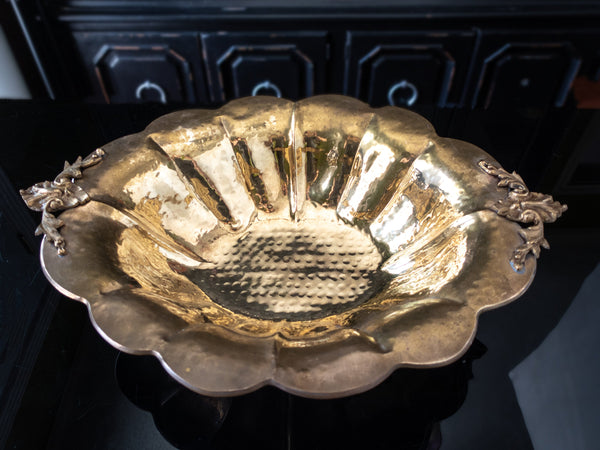 Vintage Large Brass Art Nouveau Bowl Lion Footed