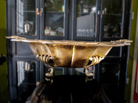 Vintage Large Brass Art Nouveau Bowl Lion Footed