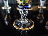 Vintage Cobalt Blue and Gold Murano Crystal Decanter With 5 Glasses 24 KT