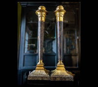 Vintage Pair Textured Brass Candle Holders 21" Tall