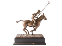 Bronze Horse Sculpture Polo Player On Horse Sculpture 18" Tall Statue Equestrian