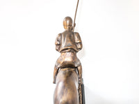 Bronze Horse Sculpture Polo Player On Horse Sculpture 18" Tall Statue Equestrian