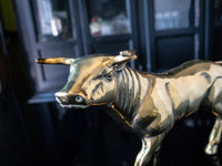 Vintage Brass Bull Statue Sculpture 15" Long