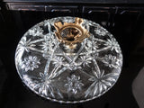 Vintage Cut Crystal And Gold Pedestal Dish Crudite Serving Tray Divided Tray