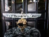 Vintage Cut Crystal And Gold Pedestal Dish Crudite Serving Tray Divided Tray