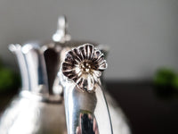 Antique Teapot Silver Plate Flower Morning Glory Finial