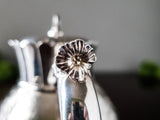 Antique Teapot Silver Plate Flower Morning Glory Finial