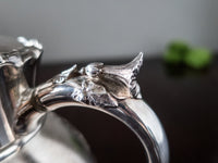 Antique Teapot Silver Plate Flower Morning Glory Finial