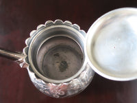 Antique Teapot Silver Plate Flower Morning Glory Finial
