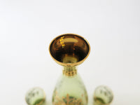 Vintage Green and Gold Murano Crystal Decanter With 5 Glasses