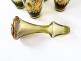 Vintage Green and Gold Murano Crystal Decanter With 5 Glasses