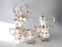 Vintage Silver Plate Tea Set Coffee Service With Tilting Pot Michael C Fina NY Tea and Coffee Sets