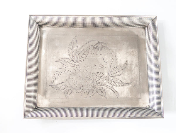 Antique Silver Plate Serving Tray Aesthetic Design Circa 1893 Trays