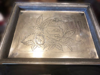 Antique Silver Plate Serving Tray Aesthetic Design Circa 1893 Trays