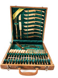 Vintage Bronze 29 Piece Flatware Wood Case Serving Pieces