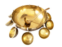 Vintage Brass Punch Bowl Set With 10 Cups and Ladle