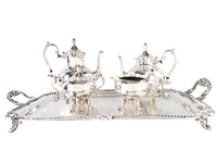 Vintage Silver Plate Tea Set With Tray Coffee Service Set Goldfeder Silver Co Tea and Coffee Sets