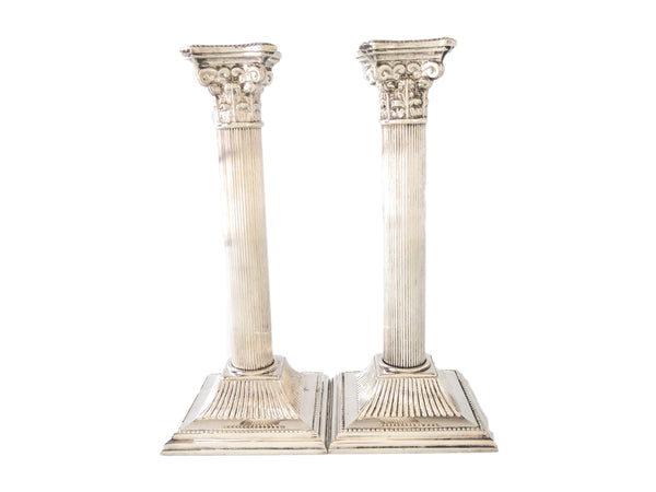Corinth Style Silver Plate Candle Holders Columns Candles And Candelabra