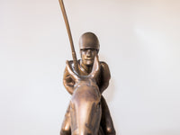 Bronze Horse Sculpture Polo Player On Horse Sculpture 18" Tall Statue Equestrian