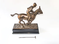 Bronze Horse Sculpture Polo Player On Horse Sculpture 18" Tall Statue Equestrian