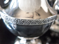 Vintage Silver Plate Tea Set Melon Finial Coffee Pot Teapot Creamer Sugar