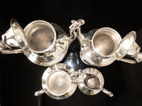 Vintage Silver Plate Tea Set Melon Finial Coffee Pot Teapot Creamer Sugar
