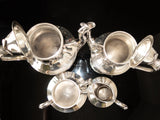Vintage Silver Plate Tea Set Melon Finial Coffee Pot Teapot Creamer Sugar