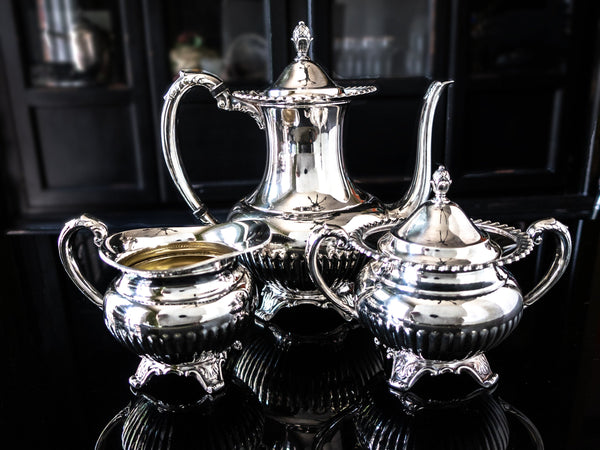 Vintage Silver Plate Tea Set Community Georgian Gadroon