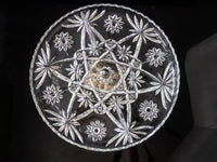 Vintage Cut Crystal And Gold Pedestal Dish Crudite Serving Tray Divided Tray