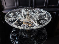 Vintage Cut Crystal And Gold Pedestal Dish Crudite Serving Tray Divided Tray
