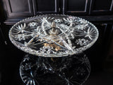 Vintage Cut Crystal And Gold Pedestal Dish Crudite Serving Tray Divided Tray