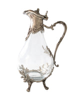 Italian Pewter And Glass Wine Decanter Carafe Very Ornate Work Barware