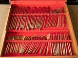Vintage Nickel Bronze 143 Piece Flatware Set 12 Place Settings Wood Case Miscellaneous