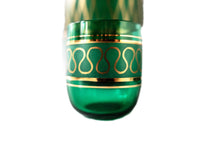 Vintage Emerald Green and Gold Murano Crystal Decanter With 8 Glasses Barware