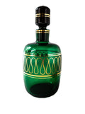 Vintage Emerald Green and Gold Murano Crystal Decanter With 8 Glasses Barware