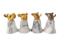 Vintage Stirrup Cups Hunt Cups Set Of Four Marble and Metal Barware