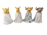 Vintage Stirrup Cups Hunt Cups Set Of Four Marble and Metal Barware