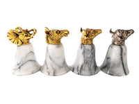 Vintage Stirrup Cups Hunt Cups Set Of Four Marble and Metal Barware