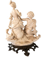 Renaissance Style Sculpture Statue Woman With Boy and Lamb Art and Collectibles