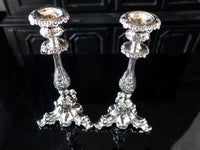 Vintage Castilian Silverplate Candle Holders Numbered Signed Candles And Candelabra