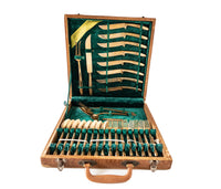 Vintage Bronze 29 Piece Flatware Wood Case Serving Pieces