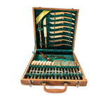 Vintage Bronze 29 Piece Flatware Wood Case Serving Pieces
