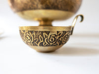 Vintage Brass Punch Bowl Set With 10 Cups and Ladle