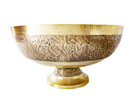 Vintage Brass Punch Bowl Set With 10 Cups and Ladle