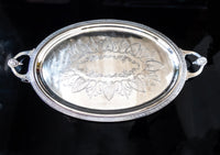 Antique Silver Plate Serving Tray Portrait Medallion Faces Greek Revival Large Trays