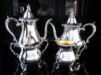 Vintage Silver Plate Coffee Tea Service Set La Reine By Wallace Tea and Coffee Sets